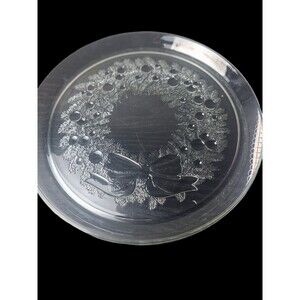 Vintage Holiday Wreath Glass Platter